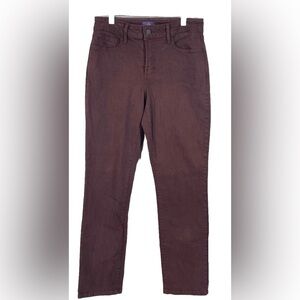 NYDJ Women’s Straight Cut Jeans Lift Tuck  Sz 6 Deep Red 28/30 Mid Rise‎
